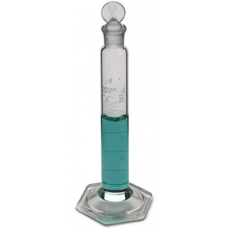 CYLINDRE 25ML GRADUATION BLAN -CHE EN 0,5ML AVEC BOUCHON