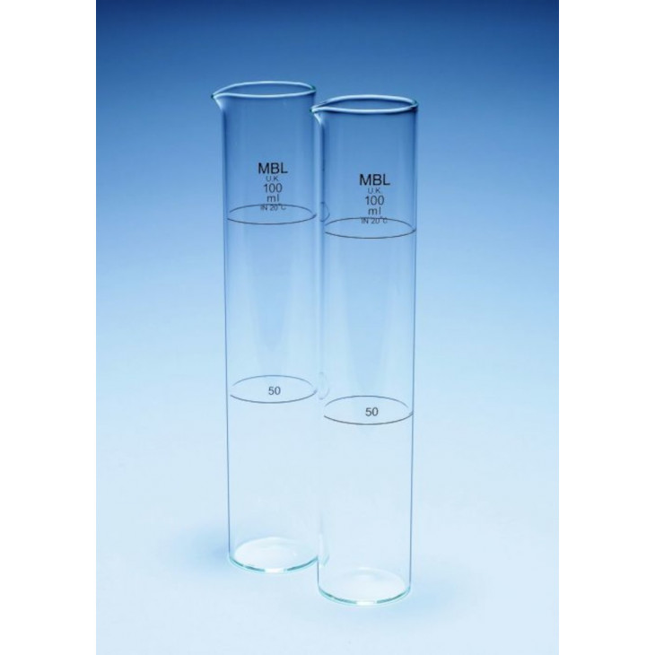 TUBE DE NESSLER A FOND PLAT 100ML - 34X180MM - PACK X2