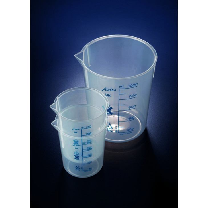 BECHER A BEC FORME BASSE PP AZLON GRAD. BLEUE 50ML-X10