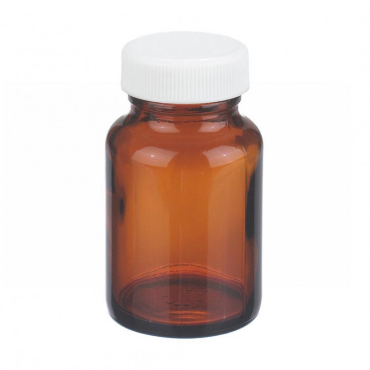 FLACON VERRE AMBRE BOUCH. PP JOINT PTFE WHEATON 60ML-X24