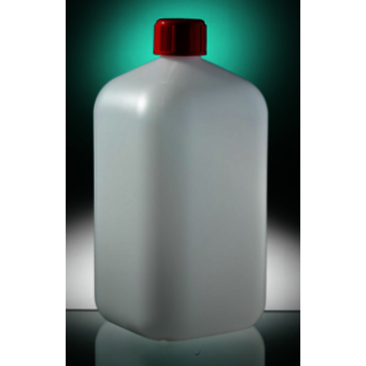 FLACON CARRE EN PEHD ASEPTIQUE CAPE A VIS ROUGE 1L PAR X 60