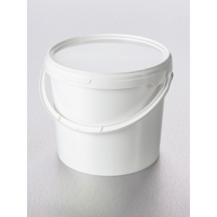 SEAU PP BLANC OPAQUE  AVEC COUVERCLE SEPARE  6L CART 45