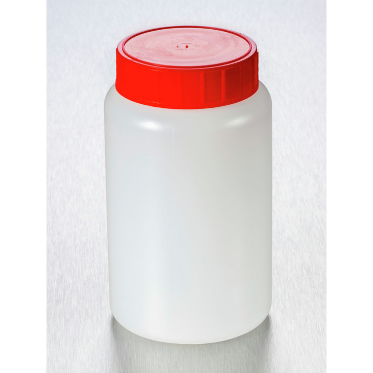 FLACON ROND EN PEHD 500ML ASEPTIQUE CAPE ROUGE - C.140