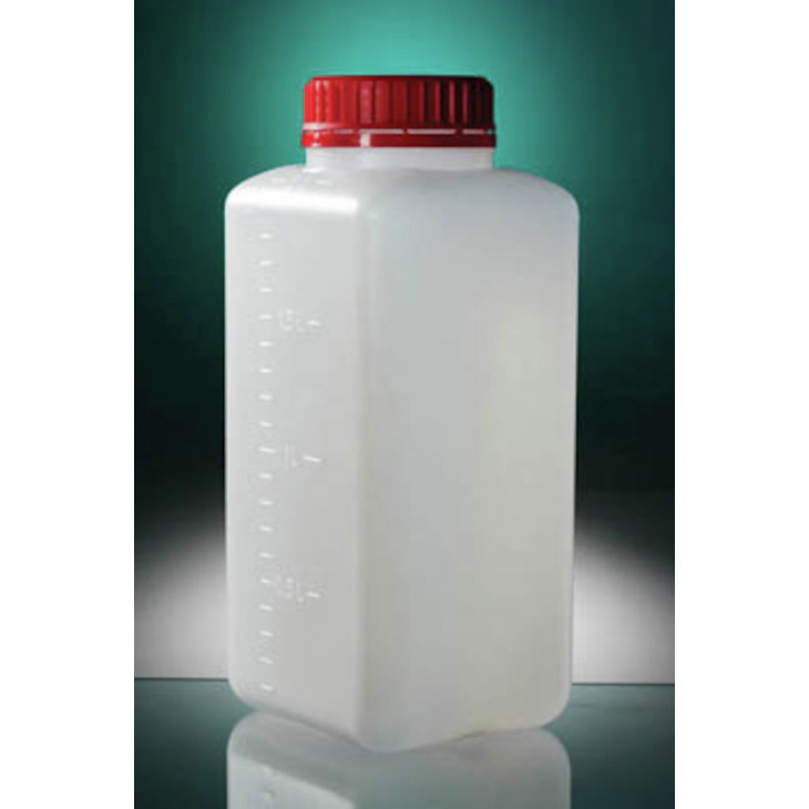 FLACON CARRE LO ASEPTIQUE HDPE 2L CAPE A VIS JOINTE ROUGE X50