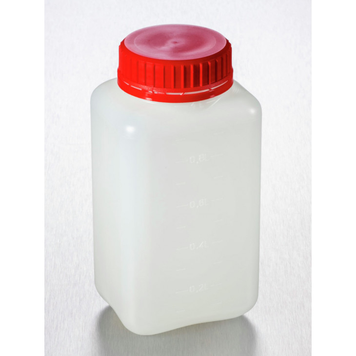 FLACON CARRE PEHD LO TYPE F 1 L B.ROUGE STERILE X 85