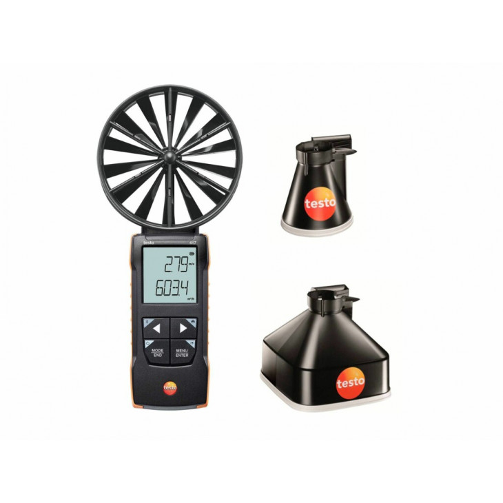 ANEMOMETRE TESTO 417 A HELICE KIT1 AVEC 2 CONES DE MESURE