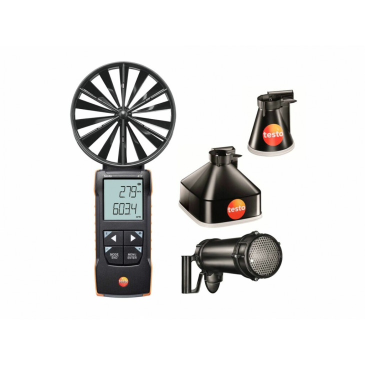 ANEMOMETRE TESTO 417 A HELICE KIT2 AVEC 2 CONES ET REDRESSEUR D'AIR