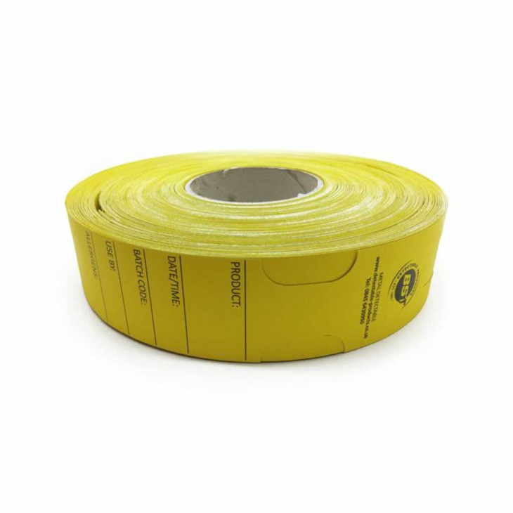 ETIQUETTE A BOUCLE RESISTANT A LA CHALEUR DETECTABLE JAUNE -PACK X500