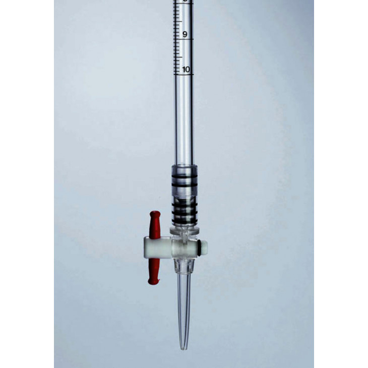 BURETTE ACRYLIQUE 50ML EN 0,1 CLASSE B-ROBINET PE/PMP