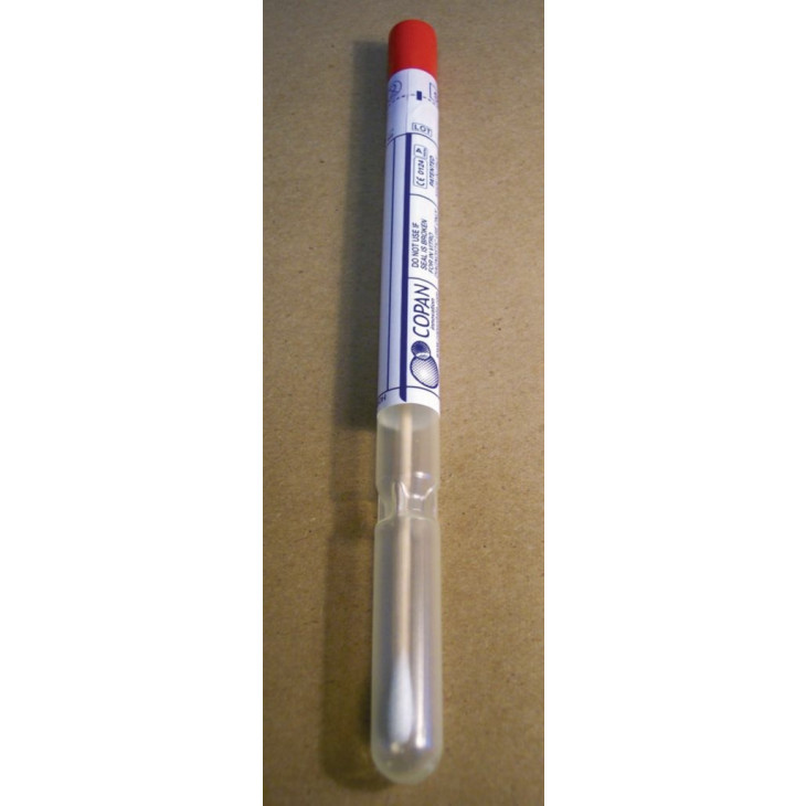 ECOUVILLON STERILE BOIS/COTON EN TUBE BOUCHON ROUGE - X100