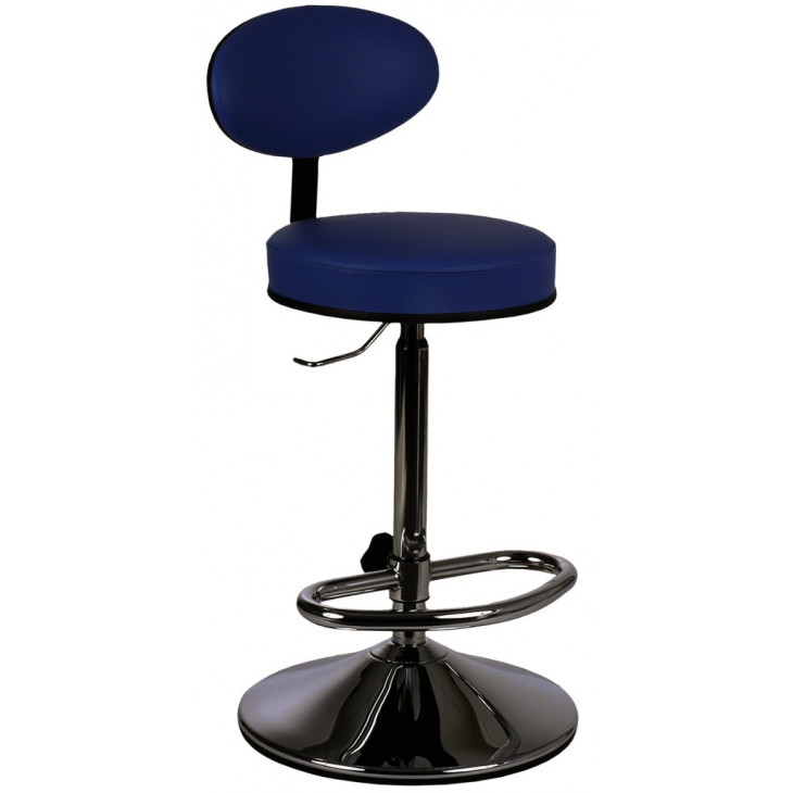 TABOURET HAUT SUR SOCLE AVEC DOSSIER OVAL FIXE + REPOSEPIED