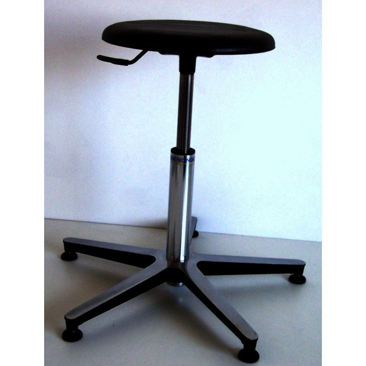 TABOURET DE LABORATOIRE SANS DOSSIER ASSISE NOIRE & PATINS