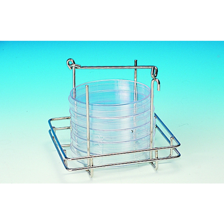 PORTOIR FIL INOX ATL POUR 6 BOITES DE PETRI D90MM A ANSE