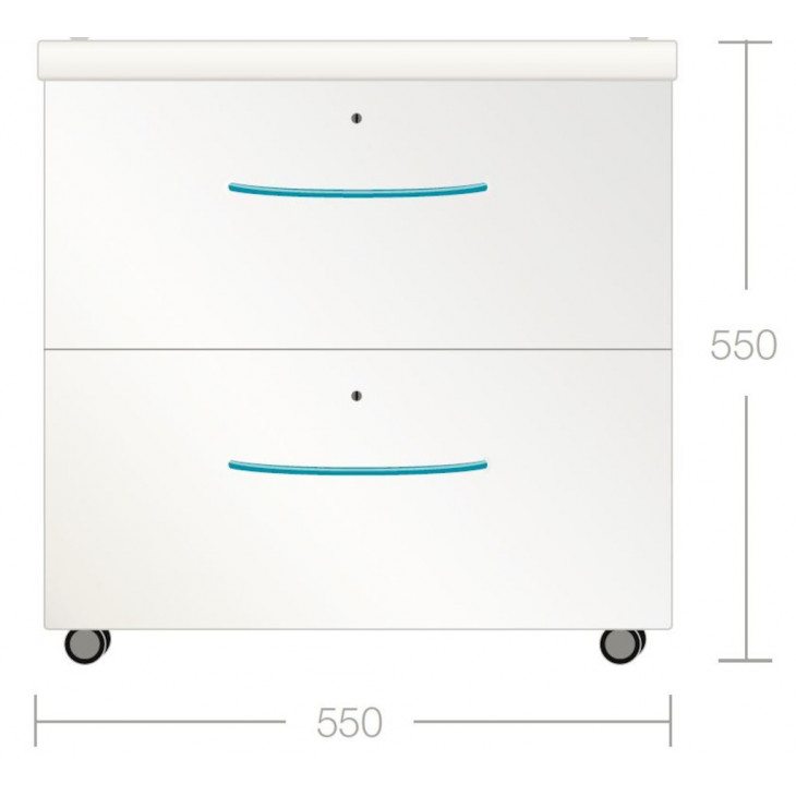 MEUBLE 2 TIROIRS SUR ROULETTES 550X550X650MM HETTICH
