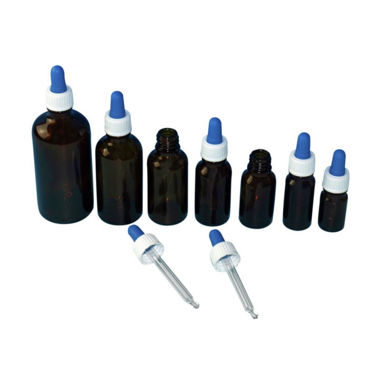 FLACON COMPTE-GOUTTE NU EN VERRE AMBRE CAP.50ML -PACK 144