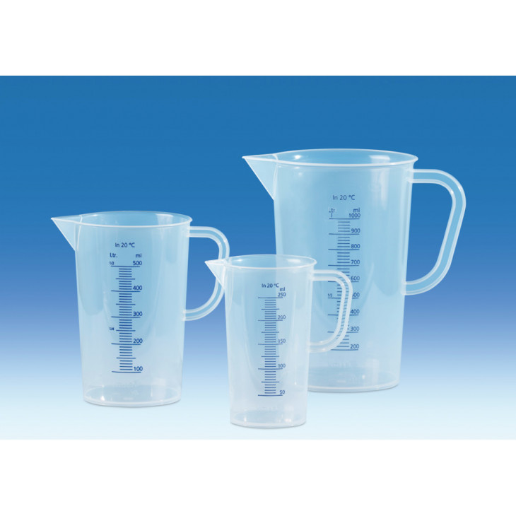 BECHER A BEC GRADUE BLEU AVEC ANSE VITLAB PP 1000ML - X6
