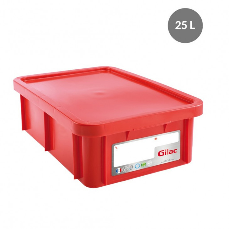 BAC EN PEHD ROUGE HACCP 25L & COUVERCLE D.600X400X190MM