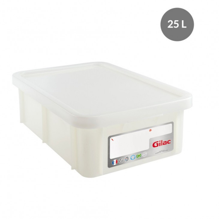 BAC EN PEHD BLANC HACCP 25L & COUVERCLE D.600X400X190MM