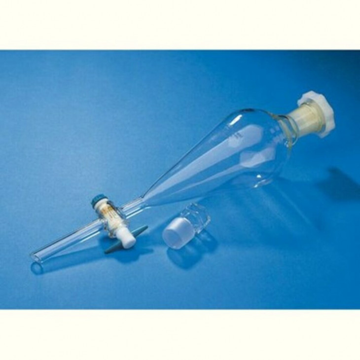 AMPOULE A DECANTER CONIQUE EN VERRE AVEC ROBINET PTFE -100ML