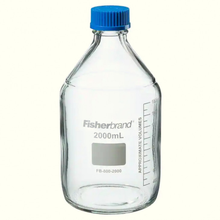 FLACON ISO VERRE BORO 2L GL45 & CAPE A VIS BLEUE D.30MM