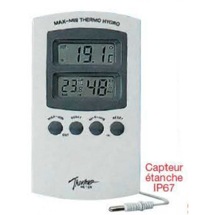 DOUBLE THERMO-HYGROMETRE TEMP. -50/+70 AVEC CABLE 1 METRE