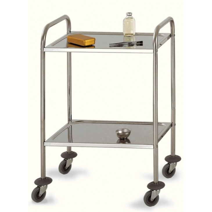 CHARIOT INOX L.750X500MM NON MONTE AVEC 2 PLATEAUX INOX