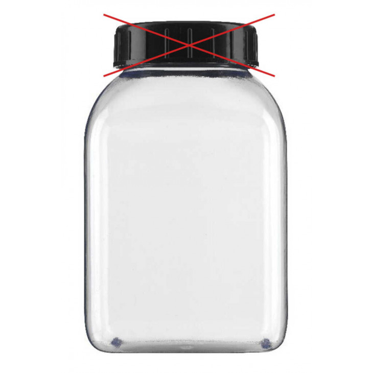 FLACONS CARRES EN PVC TRANSPARENT COL LARGE FILETE - 500ML