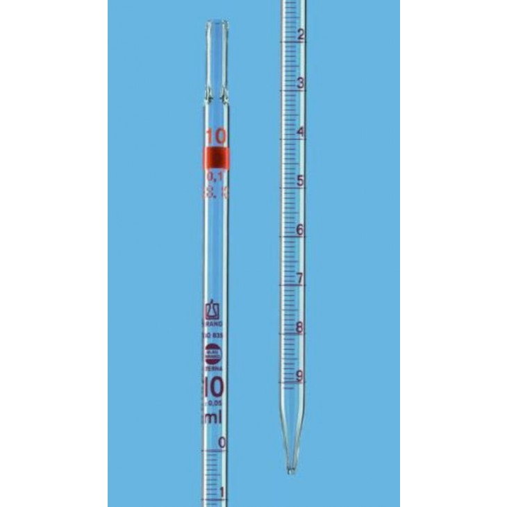 PIPETTE JAUGEE BRAND VERRE 1 TRAIT CLASSE AS 10ML