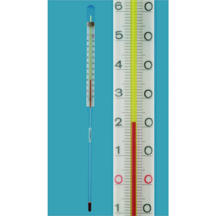 THERMOMETRE INDUSTRIEL A MERCU -RE 0/+200'C EN 1'C L=213MM