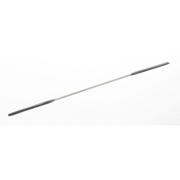 MICRO SPATULE DOUBLE EN INOX LONG.100MM/35MM BOUTS COURBES