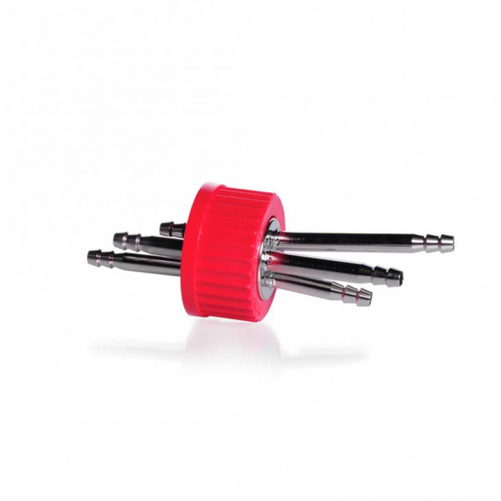 BOUCHON CONNECTEUR GL45 INOX 3 PORTS/BBT ROUGE/JOINT