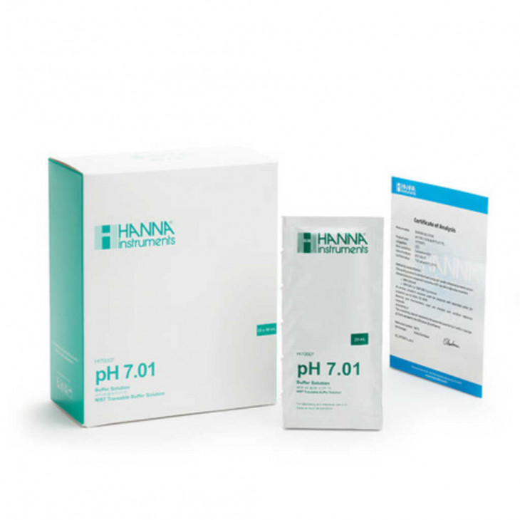 SOLUTION TAMPON HANNA PH 7,01 INCOLORE - 25 SACHETS DE 20ML