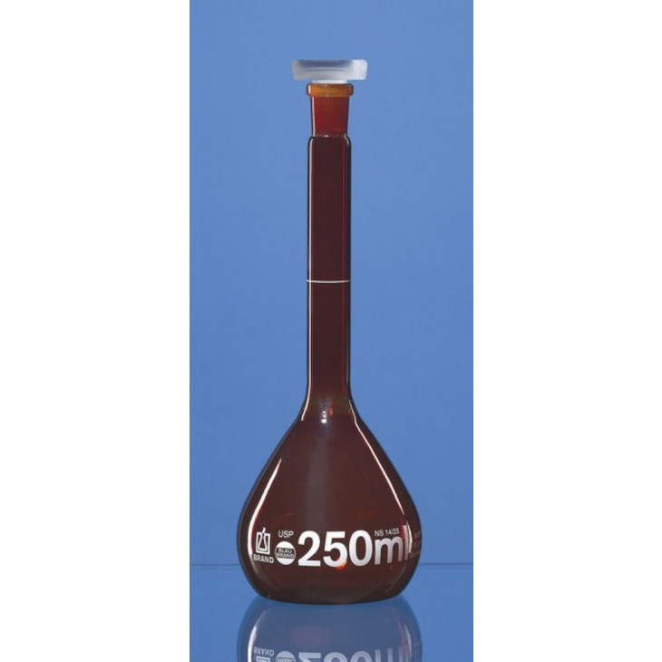 FIOLE JAUGEE VERRE BRUN CL.A 100ML AVEC BOUCHON PP