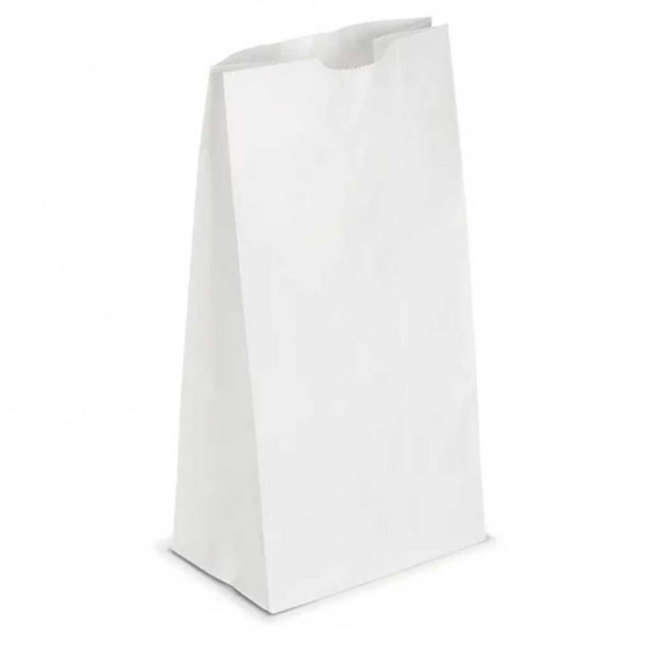 SACHET EN PAPIER KRAFT BLANC FOND PLAT 180X110X340MM - X500