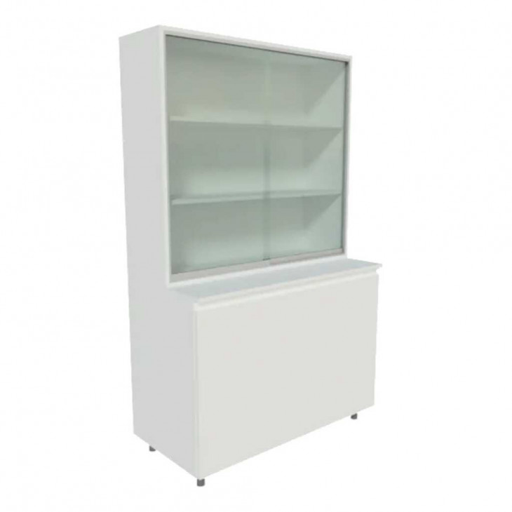 ARMOIRE VITRINE HAUT VITRE/BAS PLEIN L=1200 X H=2000 MM