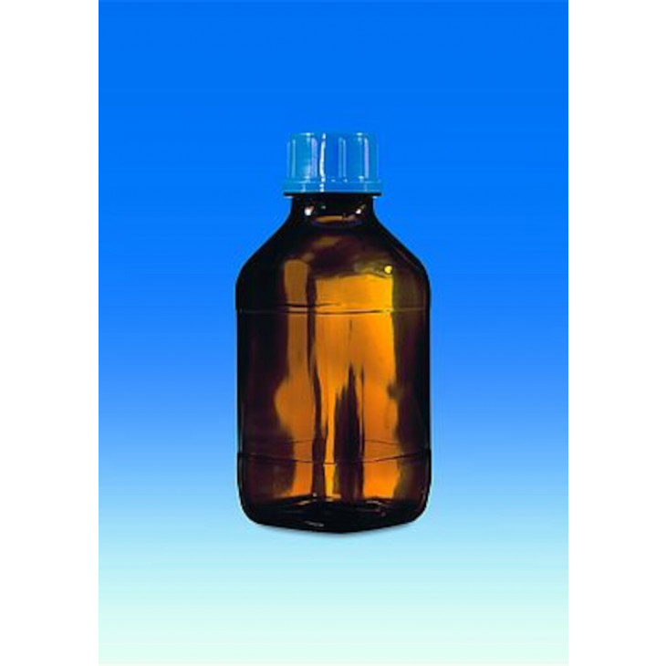 FLACON ROND A VIS VERRE AMBRE AVEC BOUCHON GL45 CAP.2,5L
