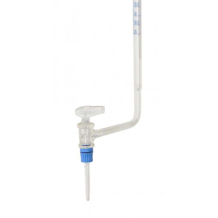 BURETTE EN VERRE CL.AS ROBINET DROIT CLE PTFE 10ML EN 0,02ML