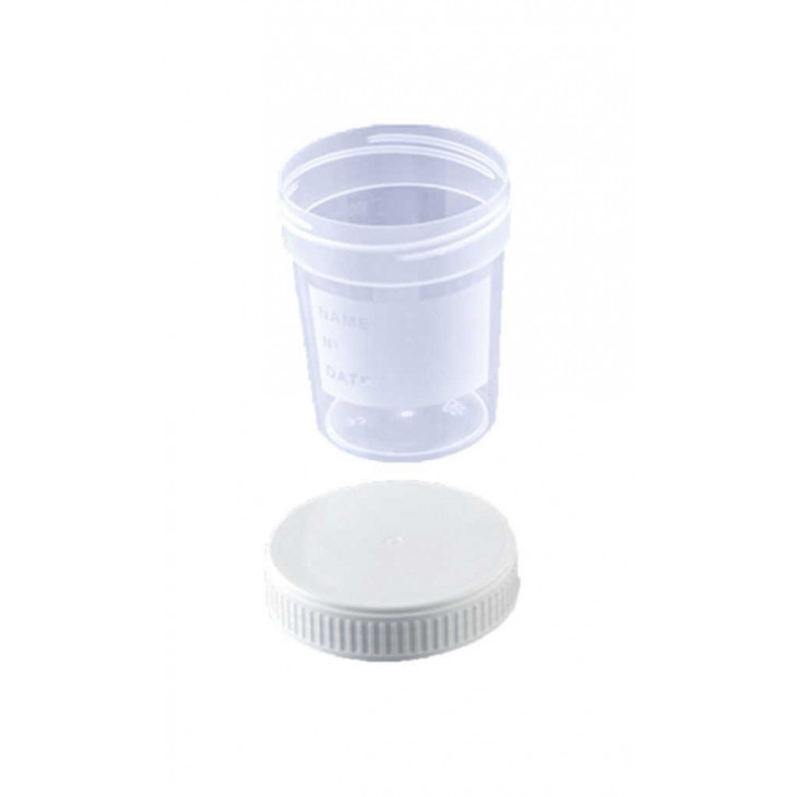 POT CONIQUE EN PP STERILE 120ML BOUCHON BLANC - PACK X300