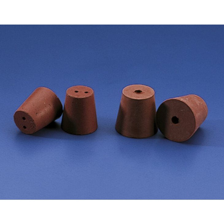 BOUCHON CONIQUE CAOUTCHOUC ROUGE 1 TROU D. 48 X 37 X 50 MM - PACK X5