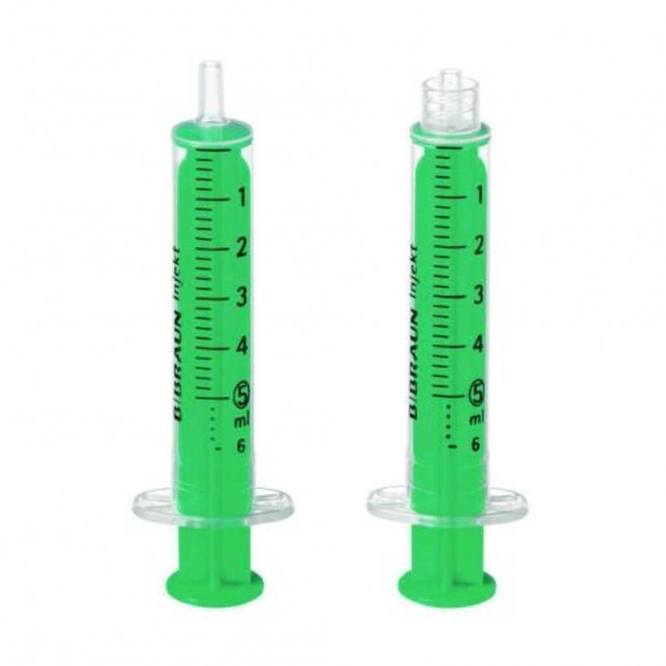 SERINGUE PP JETABLE LUER EXCENTRE STERILE 5ML GRAD.0,2ML - PACK X100