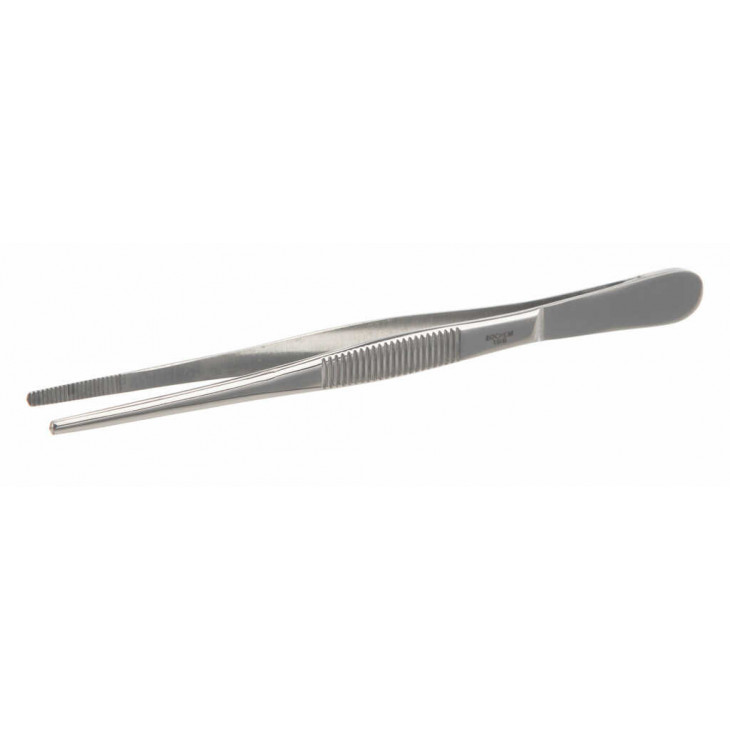 PINCE BRUCELLE DROITE INOX A BOUT EMMOUSSE  - LONG.145MM