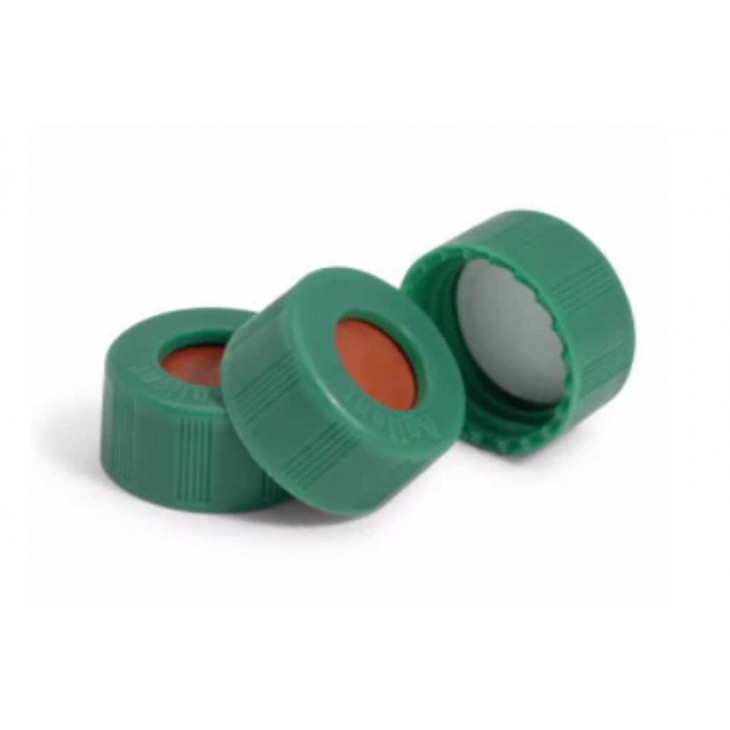 BOUCHON SEPTA A VIS 2ML 12MM PFTE VERT / SILICONE ROUGE - PACK X100