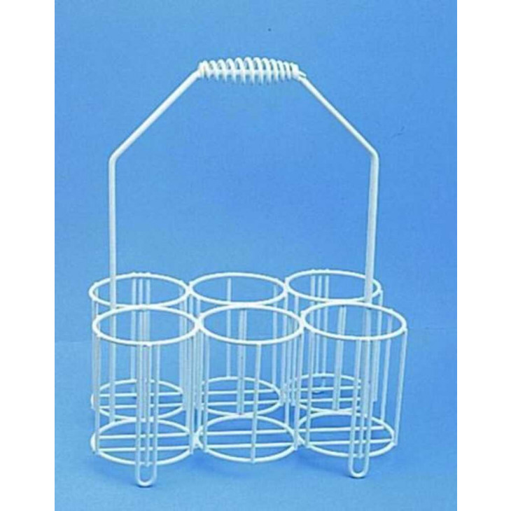 PORTE-FLACONS EN METAL REVETU PE BLANC POUR 6 FLACONS DE 2L