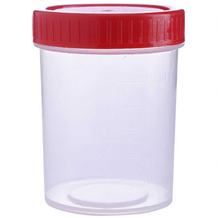 POT D'ECHANTILLONAGE STERILE 60ML - BOUCHON ROUGE - VRAC X 400