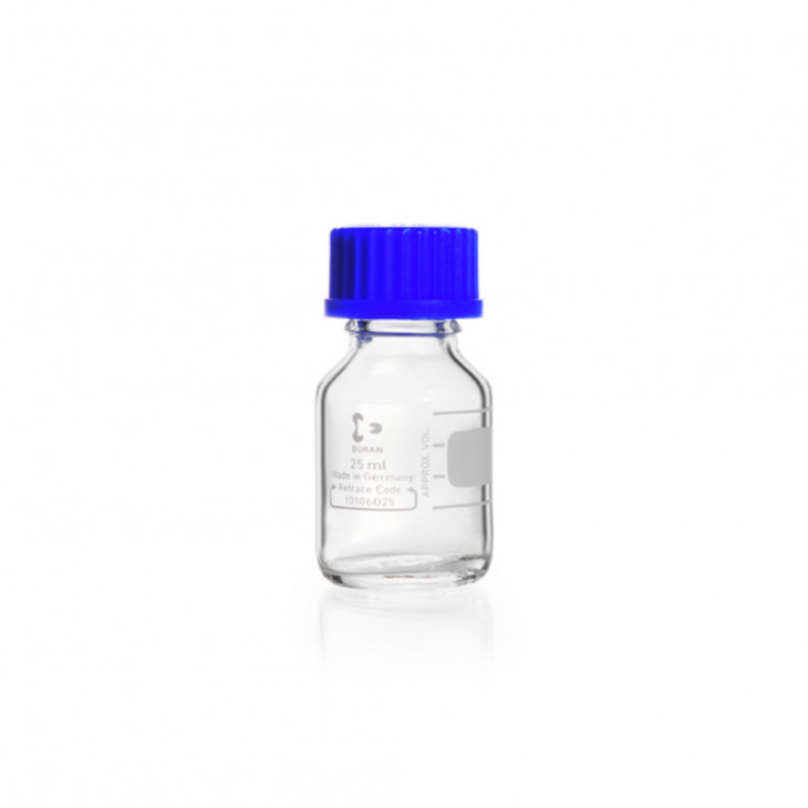 FLACON CLAIR 25ML VERRE DURAN GL 25 AVEC BOUCHON-P.10