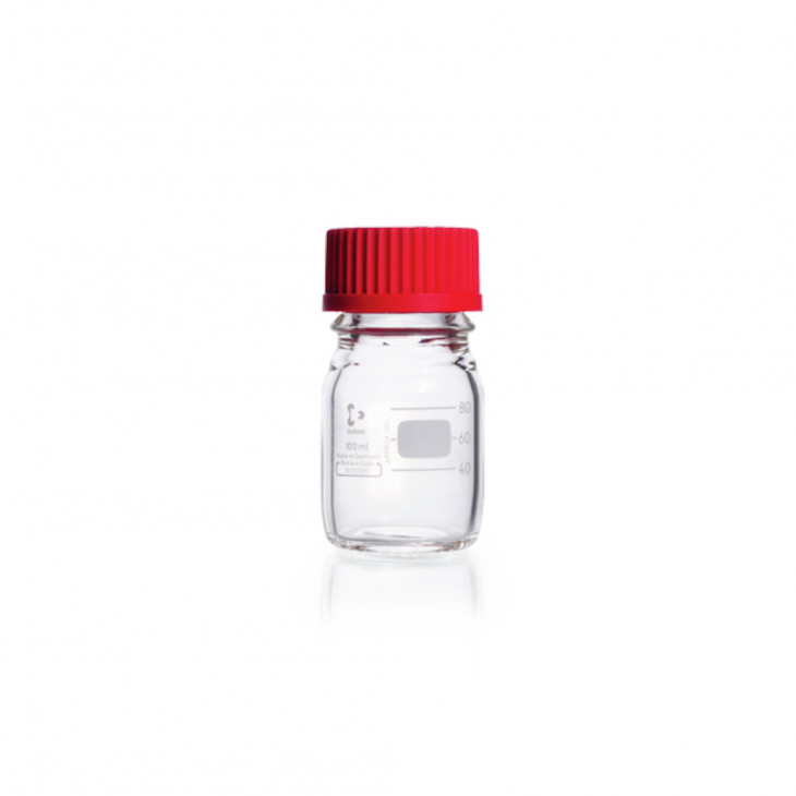FLACON CLAIR 100ML VERRE DURAN GL 45 AVEC BOUCHON/BAGUE -P.10