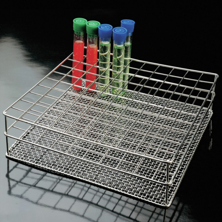 PORTOIR INOX POUR 10X5 TUBES D.18MM - DIM. 210X110X85MM