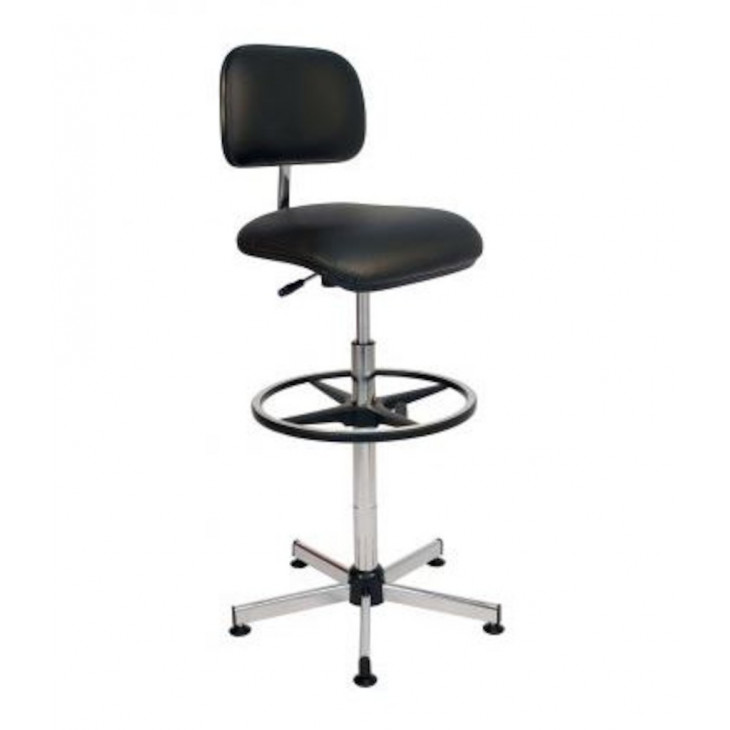 SIEGE DE LABORATOIRE EN PVC 720-960MM, PATINS,REPOSE-PIEDS