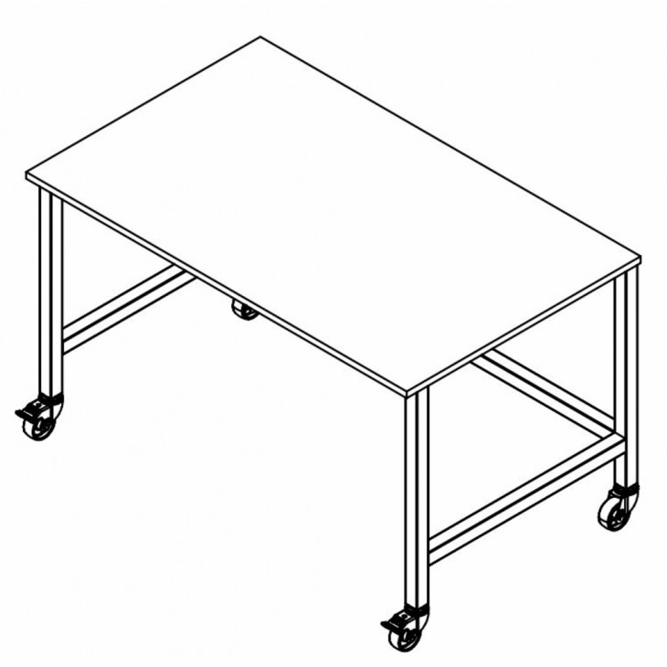 CHARIOT A TABLE AVEC ROULETTES & FREIN D'ARRET 1300X800X780MM