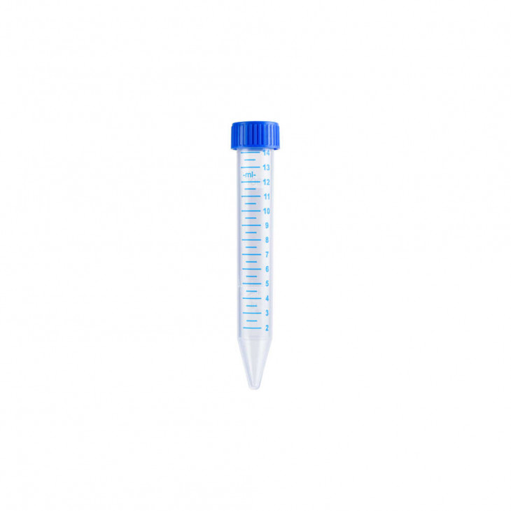 TUBE A CENTRIFUGER FOND CONIQUE PP STERILE 15ML BOUCHON BLEU - 20X25
